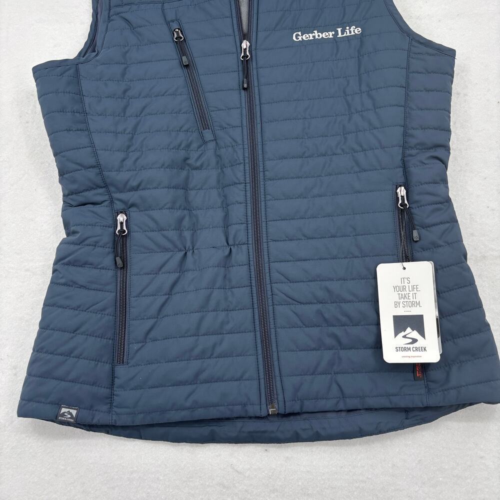 Storm Creek Vest Womens Size M Blue Quilted Full Zip Gerber Life Chest Logo - Picture 4 of 13